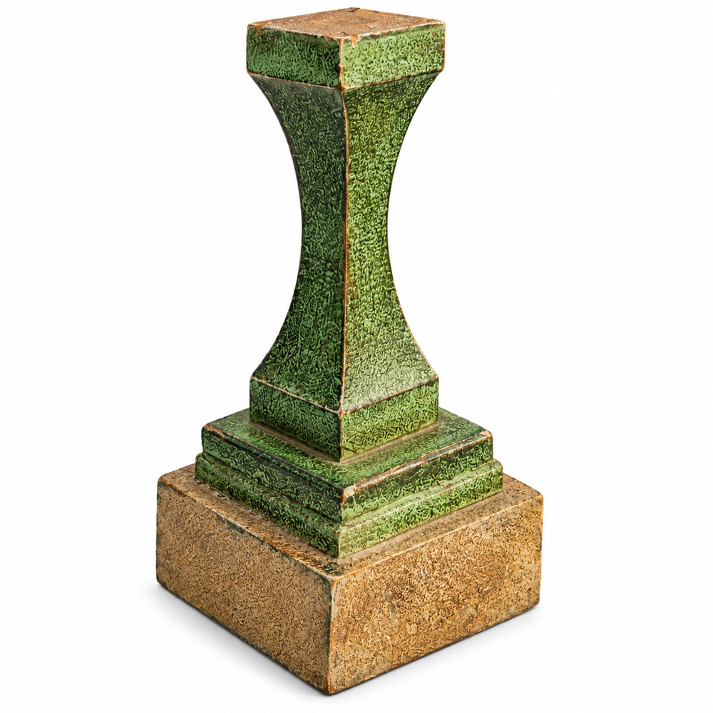 Vintage Green Pedestal Candle Holder Base Decorative Column Rustic